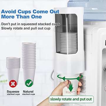 IWNTWY Cup Dispenser, Pull Type Water Cooler Cup Holder Fit 3oz-5oz Small Cups, Wall Mount Bathroom Disposable Mouthwash Cups Dispenser with Paste for Home Office Hospital (White)