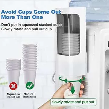 IWNTWY Cup Dispenser, Pull Type Water Cooler Cup Holder Fit 3oz-5oz Small Cups, Wall Mount Bathroom Disposable Mouthwash Cups Dispenser with Paste for Home Office Hospital (White)