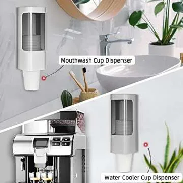 IWNTWY Cup Dispenser, Pull Type Water Cooler Cup Holder Fit 3oz-5oz Small Cups, Wall Mount Bathroom Disposable Mouthwash Cups Dispenser with Paste for Home Office Hospital (White)