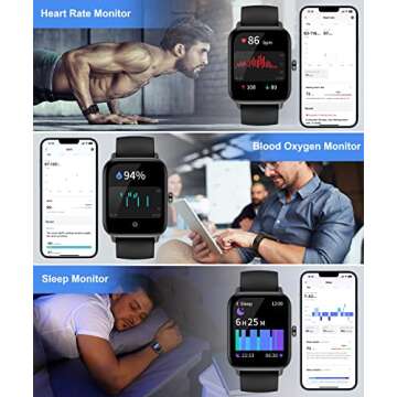 Smart Watch for Men Women with Bluetooth Call, Alexa Built-in1.8 DIY Dial with Blood Oxygen Heart Rate Sleep Fitness Tracker Notification Weather 100 Sport Modes Smartwatch for Android iOS Phone