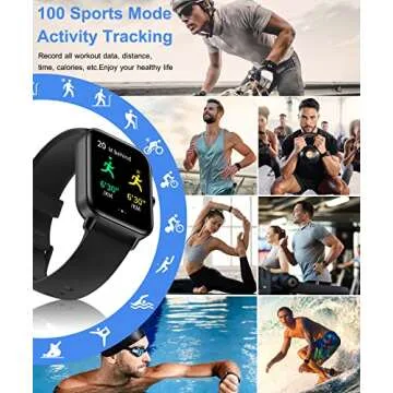 Smart Watch for Men Women with Bluetooth Call, Alexa Built-in1.8 DIY Dial with Blood Oxygen Heart Rate Sleep Fitness Tracker Notification Weather 100 Sport Modes Smartwatch for Android iOS Phone