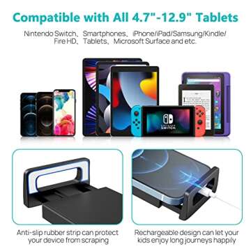 Abemala 2 Pack Car Headrest Tablet Holder, iPad Holder for Car Backseat, Anti-Slip Strap and Holding...