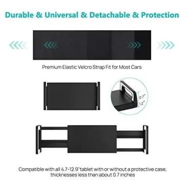 Abemala 2 Pack Car Headrest Tablet Holder, iPad Holder for Car Backseat, Anti-Slip Strap and Holding Board Fits All 4.7"-12.9" Device, Road Trip Essential for Kids, 360° Rotatable iPad Headrest Mount