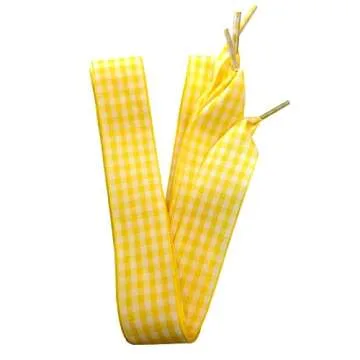 2 Pair 1 Inch Wide Ribbon Shoelaces - Stylish Nylon Plaid Checkered Laces 47Inch
