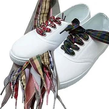 Trendy Plaid Checkered Shoelaces | 2 Pairs for All Shoes
