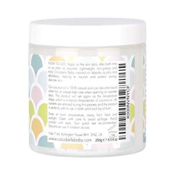 Cocobelle Baby Pure & Gentle Premium 100% Organic Virgin Coconut Oil for Babies – Perfect for Dry Skin, Eczema, Scalp/Cradle Cap, Bottom Balm, Nappy Rash Balm, Sores, Flaky Skin & Baby Massage Oil