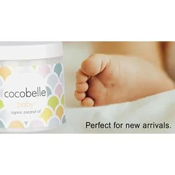 Cocobelle Baby Pure & Gentle Premium 100% Organic Virgin Coconut Oil for Babies – Perfect for Dry Skin, Eczema, Scalp/Cradle Cap, Bottom Balm, Nappy Rash Balm, Sores, Flaky Skin & Baby Massage Oil