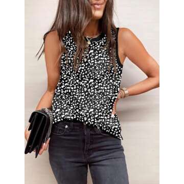 Dokotoo Tank Top for Women Fashion Leopard Print Crewneck Sleeveless Shirts Tunic Basic Tees Casual ...