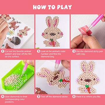 Labeol Diamond Art Kits for Kids Boys and Girls Ages 6-8-10-12 Easy to DIY Creative Diamond Art Sticker Craft by Numbers Kits for Kids and Adult Beginners