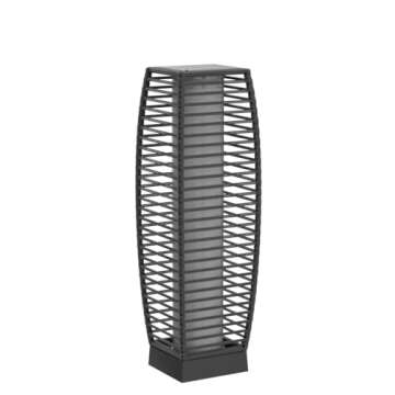 Grand patio Outdoor Floor Lamp Solar Powered Lantern Waterproof Wicker Boho Deck Lights for Garden Porch Decor, Large Crossover