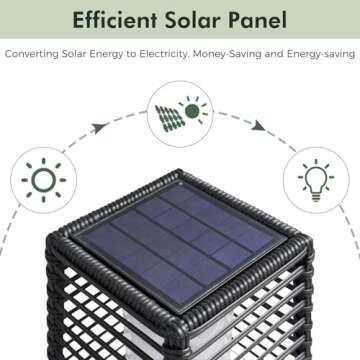 Grand patio Outdoor Floor Lamp Solar Powered Lantern Waterproof Wicker Boho Deck Lights for Garden Porch Decor, Large Crossover