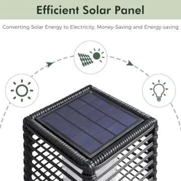 Grand patio Outdoor Floor Lamp Solar Powered Lantern Waterproof Wicker Boho Deck Lights for Garden Porch Decor, Large Crossover