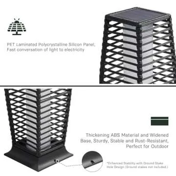 Grand patio Outdoor Floor Lamp Solar Powered Lantern Waterproof Wicker Boho Deck Lights for Garden Porch Decor, Large Crossover