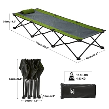 Yolafe Portable Camping Cot - Heavy Duty & Foldable Bed