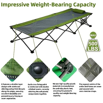Yolafe Portable Camping Cot - Heavy Duty & Foldable Bed