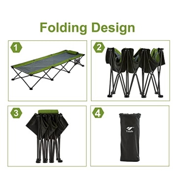 Yolafe Portable Camping Cot - Heavy Duty & Foldable Bed