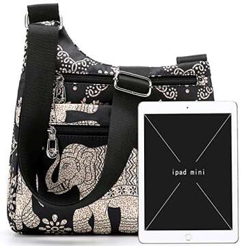 STUOYE Nylon Multi-Pocket Crossbody Purse Bags for Women Travel Shoulder Bag (Magnolia Flower)