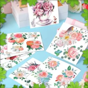 9 Sheets Rose Rub on Transfer Decals Rustic Rose Flower Rub on Furniture Floral Rub on Transfer Decal Sticker for Craft Furniture Paper Wood Decor, 5.5 x 5.7 Inches (Rose)