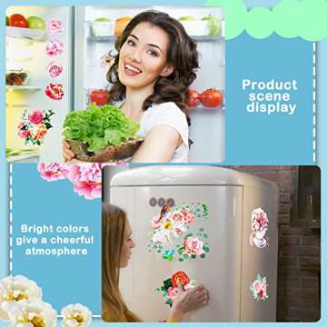 9 Sheets Rose Rub on Transfer Decals Rustic Rose Flower Rub on Furniture Floral Rub on Transfer Decal Sticker for Craft Furniture Paper Wood Decor, 5.5 x 5.7 Inches (Rose)