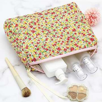 Stylish PAZIMIIK Quilted Makeup Bag for Women