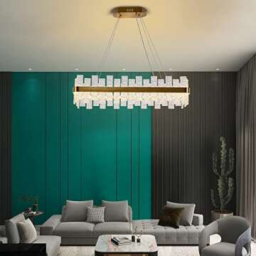 Modern Crystal Chandelier with 3-Color Changing LED
