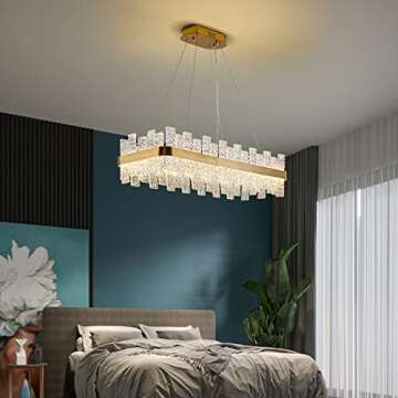 Modern Crystal Chandelier with 3-Color Changing LED