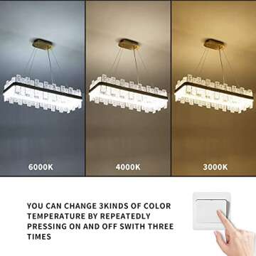 Modern Crystal Chandelier with 3-Color Changing LED