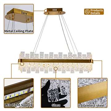 Modern Crystal Chandelier with 3-Color Changing LED