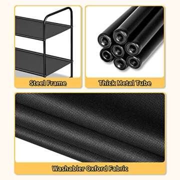 SLEEPING LAMB Long 2-Tier Shoe Organizer for Closet, Stackable Wide Shoe Rack Holds 18-Pairs Low Shoe Shelf Storage for Bedroom, Floor, Entryway(Black)