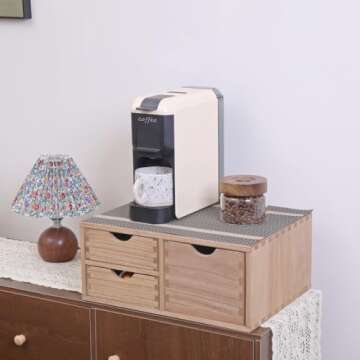 DDYURI Capsules Coffee Storage Drawer for Pod K-cup Holder - Counter Organizer for Kitchen Utensil Storage - Wood Desktop Coffee Brewer Accessories Stand CF2D3C-LT