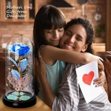 Galaxy Rose Gifts for Women, Beauty and The Beast Rose, Rose in Glass Dome Butterfly Gifts for Mothers Day Light Up Eternal Rose for Birthday Christmas Wedding Valentine's Day (Blue