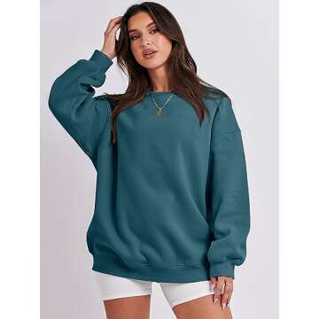 ANRABESS Sweatshirt for Women Oversized Crewneck Hoodies Fleece Casual Pullover Top Fall Fashion Outfits Clothes 2025 A1019 lake blue Small