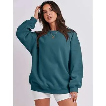 ANRABESS Sweatshirt for Women Oversized Crewneck Hoodies Fleece Casual Pullover Top Fall Fashion Outfits Clothes 2025 A1019 lake blue Small