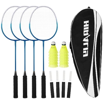 HIRALIY Badminton Rackets for Outdoor Backyard Games, Lightweight Badminton Set of 4 for Kids Adults...