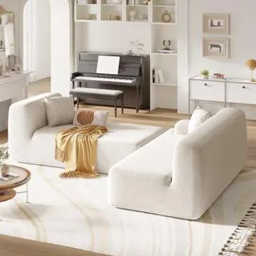 BAMOOLI 109'' Modular Sectional Couch, Modern L-Shape Floor Sofa with Chaise Lounge, Comfy Chenille Fabric Sponge Sofa Couch, Upholstered Corner Cloud Couch for Living Room, Bedroom, Apartment, Beige