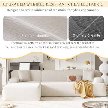 BAMOOLI 109'' Modular Sectional Couch, Modern L-Shape Floor Sofa with Chaise Lounge, Comfy Chenille Fabric Sponge Sofa Couch, Upholstered Corner Cloud Couch for Living Room, Bedroom, Apartment, Beige