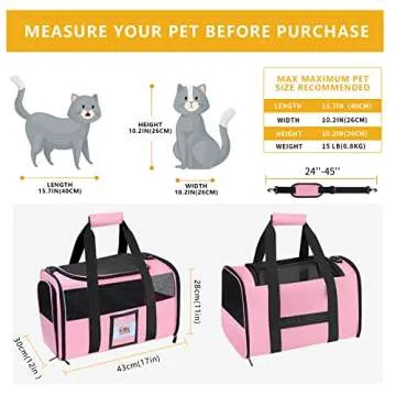 Seclato Cat Carrier, Dog Carrier, Pet Carrier Airline Approved for Cat, Small Dogs, Kitten, Cat Carr...
