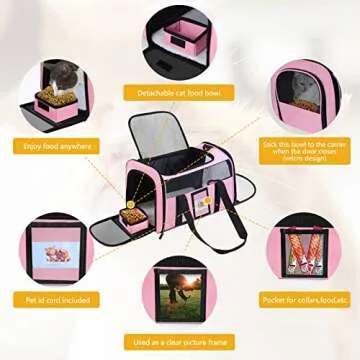 Seclato Cat Carrier, Dog Carrier, Pet Carrier Airline Approved for Cat, Small Dogs, Kitten, Cat Carriers for Small Medium Cats Under 15lb, Collapsible Soft Sided TSA Approved Cat Travel Carrier, Pink