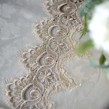 ARTABLE Lace Table Cloths Oval Fall Antique Flower Decor Macrame Tablecloth for Outdoor Farmhouse Rustic Kitchen Party Birthday Picnic (Light Brown, 60 x 120 Inch Oval)
