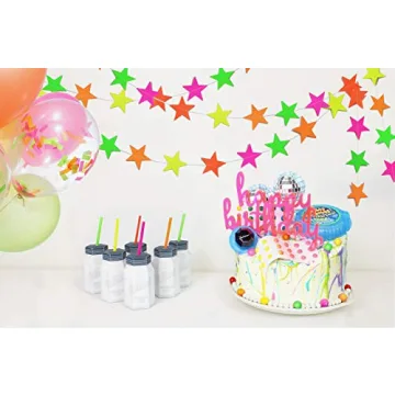 Midnight Glo Neon Star Garland for Glow Parties 78ft