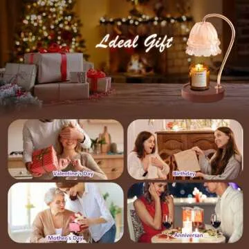 Candle Warmer Lamp with Dimmer - Electric Candle Lamp with Timer for Jar Candles Scented Candles, Plug-in Wax Warmer Lamp for Home & Office with 2 Bulb(White Peony+Black Walnut)