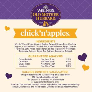 Wellness Old Mother Hubbard Chick'N'Apples Dog Biscuits, Natural, Training Treats, Chicken & Apples Flavor, Mini Size, (20 Ounce Bag)