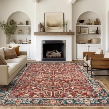 Valenrug Washable Rug 8x10 - Ultra-Thin Antique Collection Stain Resistant Area Rug for Living Room ...