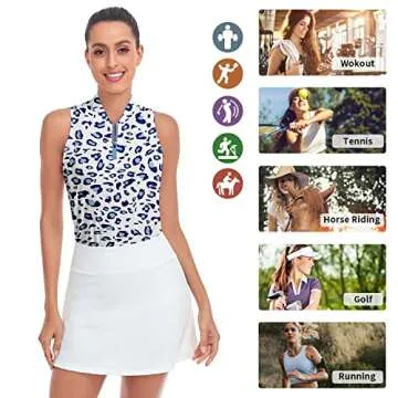 Women's Blue Leopard Sleeveless Golf Shirt for Active Style