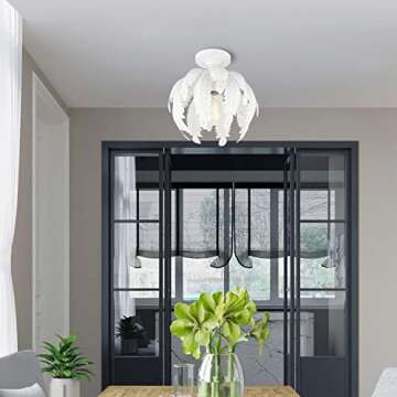 Livex Lighting Acanthus 1 Light Antique White Semi-Flush, 12.63 x 12.63 x 11.5