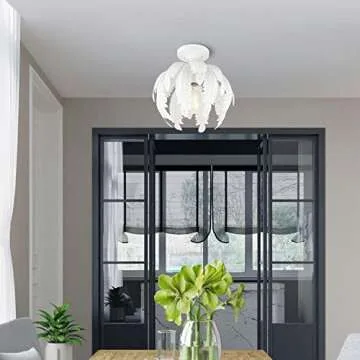 Livex Lighting Acanthus 1 Light Antique White Semi-Flush, 12.63 x 12.63 x 11.5