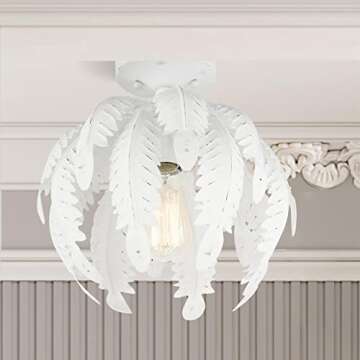 Livex Lighting Acanthus 1 Light Antique White Semi-Flush, 12.63 x 12.63 x 11.5