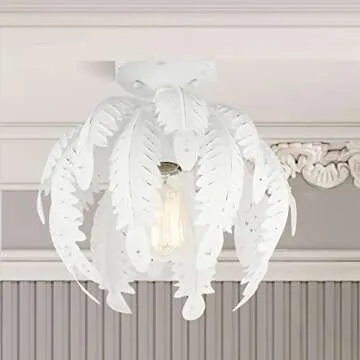Livex Lighting Acanthus 1 Light Antique White Semi-Flush, 12.63 x 12.63 x 11.5