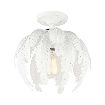 Livex Lighting Acanthus 1 Light Antique White Semi-Flush, 12.63 x 12.63 x 11.5