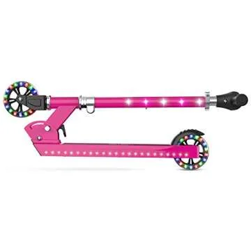 Jetson Scooters - Jupiter Kick Scooter (Pink) - Collapsible Portable Kids Push Scooter - Lightweight Folding Design with High Visibility RGB Light Up LEDs on Stem, Wheels, and Deck
